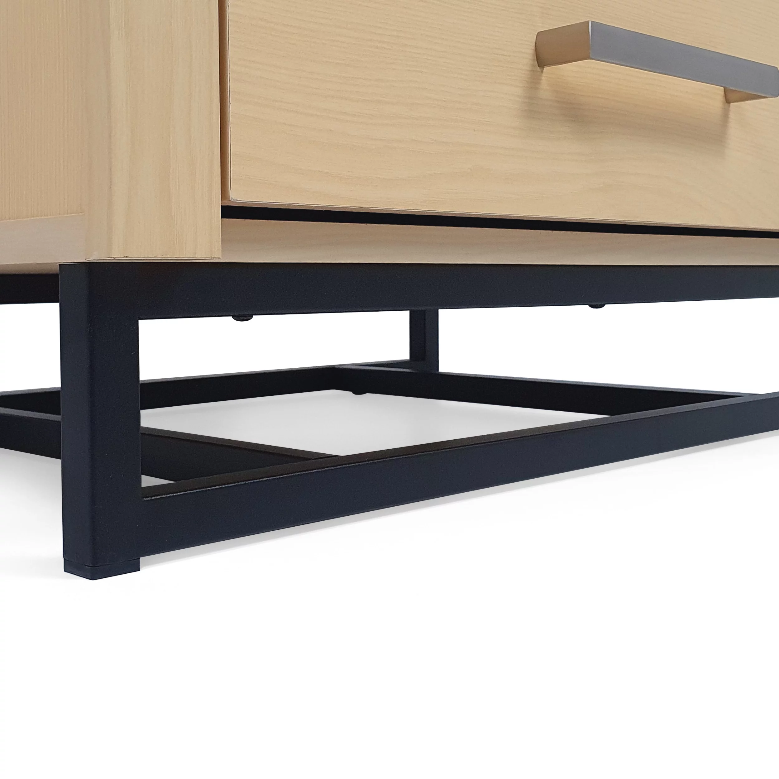 Noble House Cayuga Faux Wood 2 Piece 4 Drawer Dresser and Nightstand Bedroom Set, Natural and Black