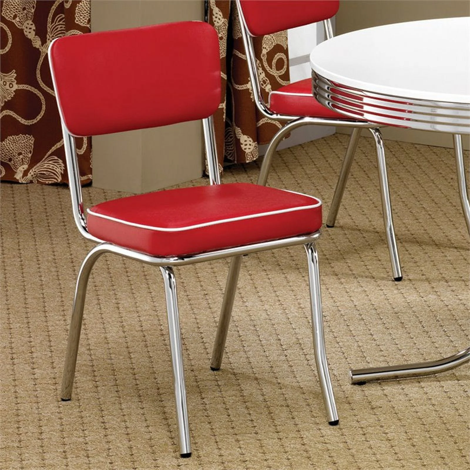 Bowery Hill Dining Side Chair in Red and Chrome