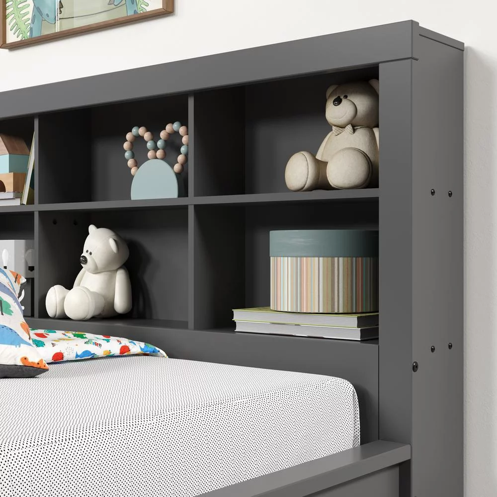 Twin Bookcase Day Bed in Dark Grey
