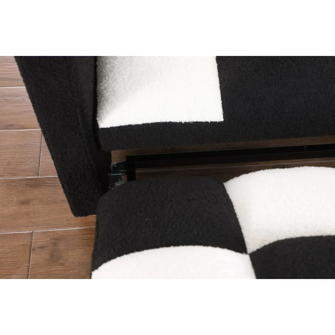 Holaki 45 x 68 Small Teddy Convertible Loveseat, 3 in 1 Sleeper Sofa Couch Bed, Futon Sofa Pull out Bed with Adjustable Backrest, 2 Pillows, Black+White