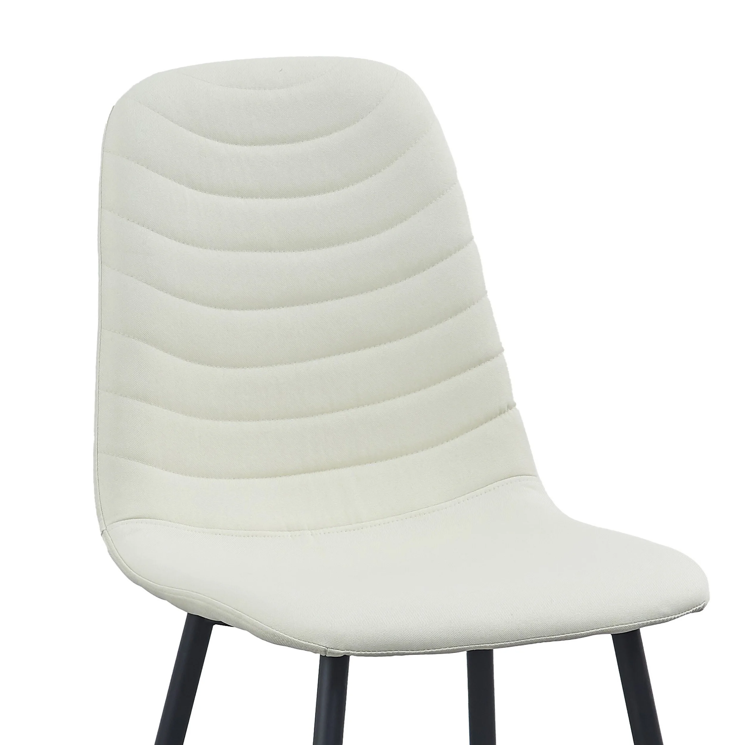 Gem 17 Inch Modern Metal Dining Chairs, Velvet Tufted, Set of 4, White