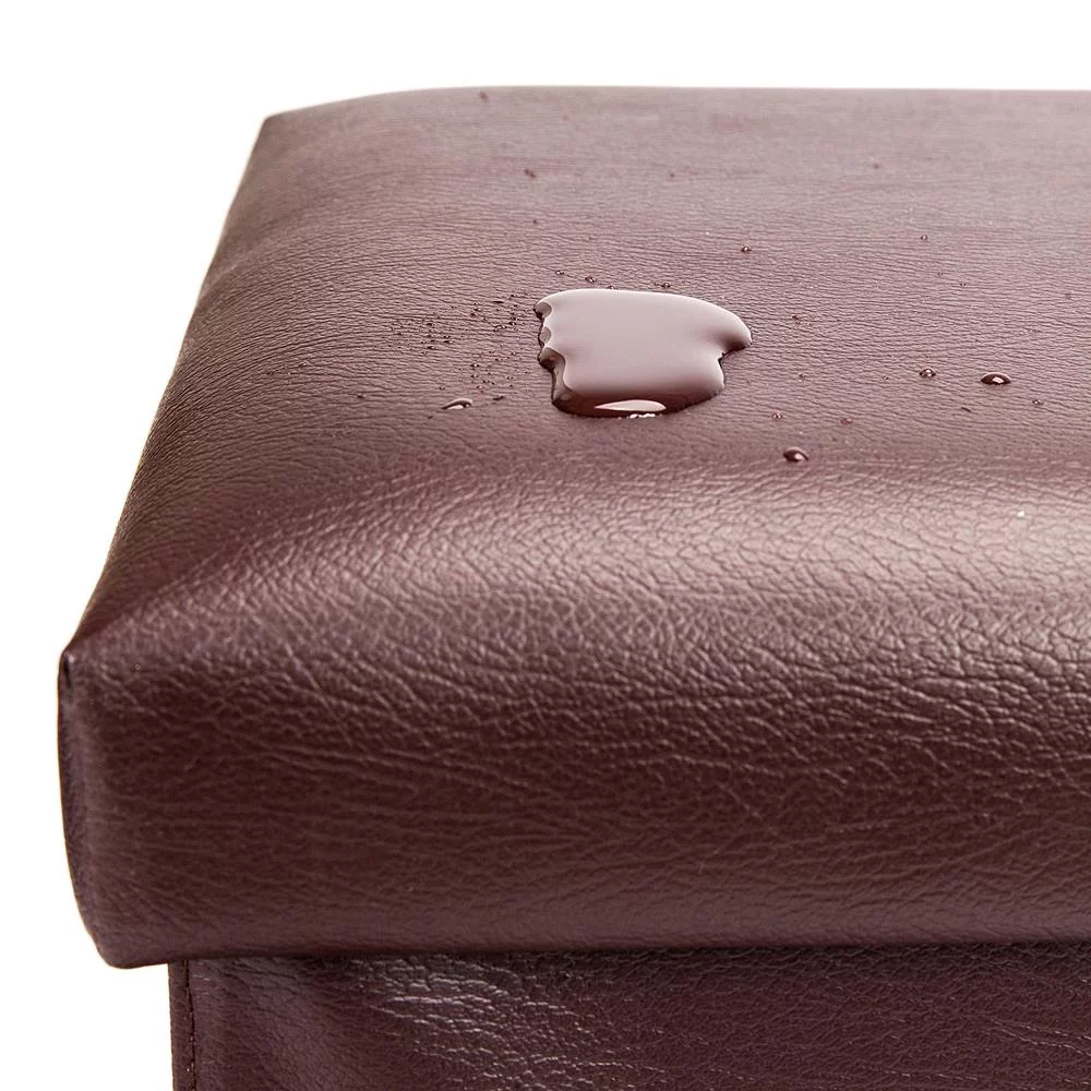 Winado PVC LeatherRectangle Shape Surface with Line Footstool Brown