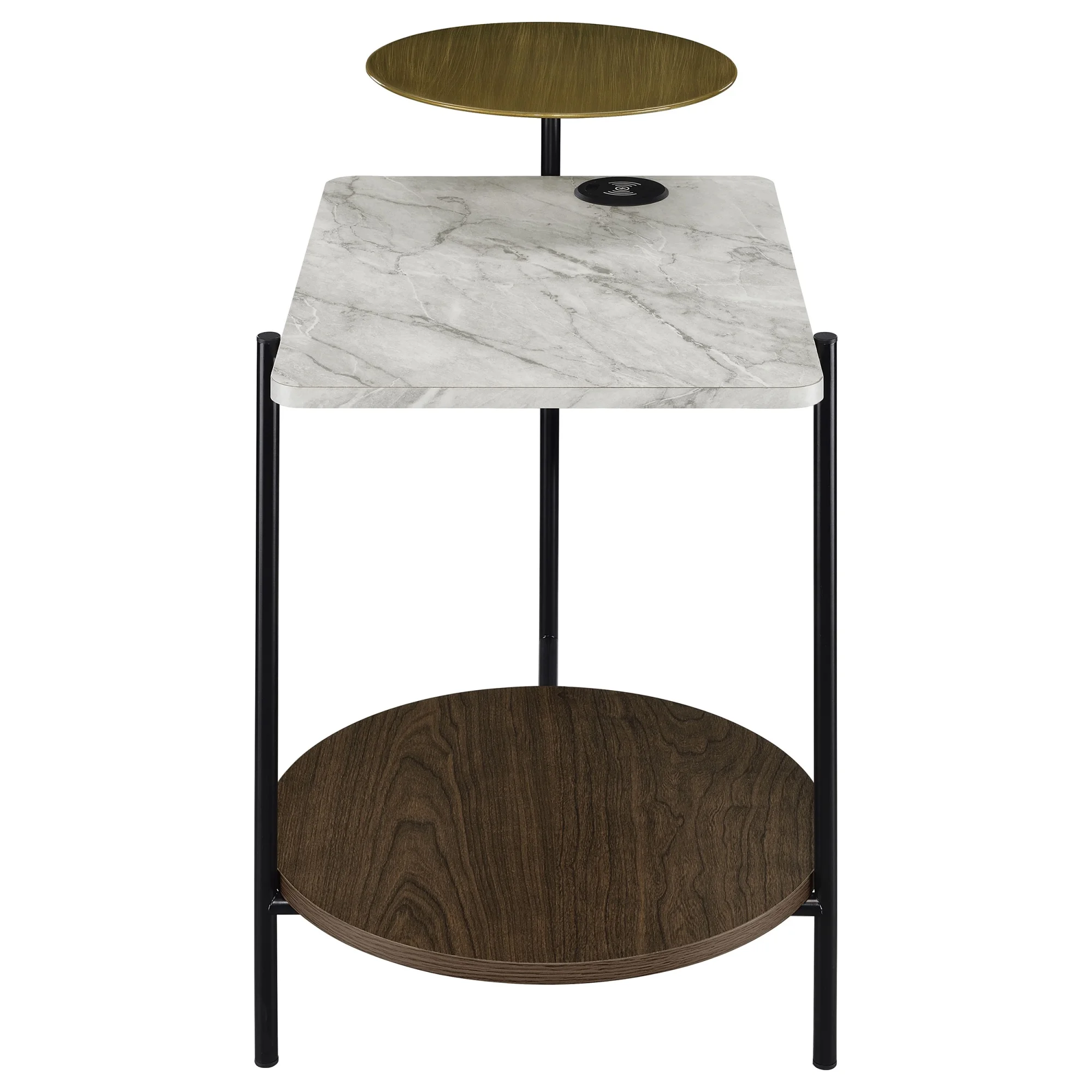 Coaster Ottilie 3-tier Wood Side Table With Wireless Charger White and Brown