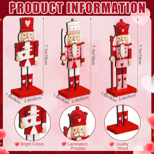 Thyle 3 Pcs Christmas Nutcracker Soldier Decorations 7 in Wooden Traditional Christmas Nutcrackers Figures Wood Veneer Vintage Xmas Tabletop Decoration for Fireplace Collectible Gifts(Classic Color)