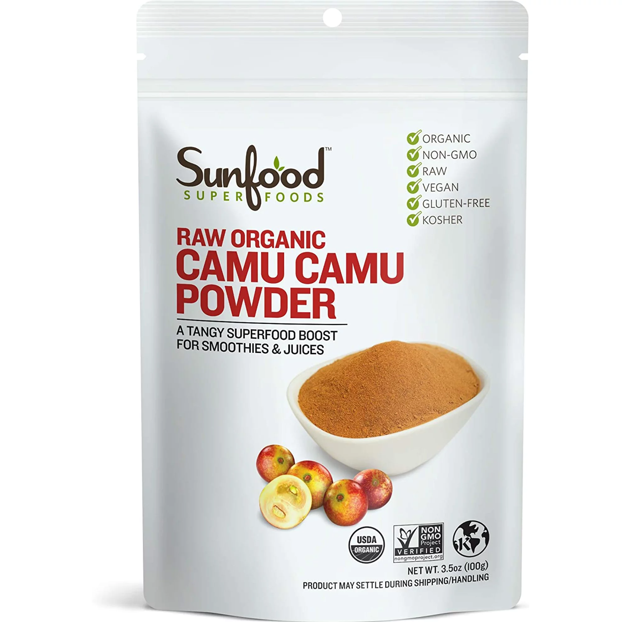 Sunfood Superfoods Raw Organic Camu Camu Powder Superfood with Vitamin C, 3.5 oz