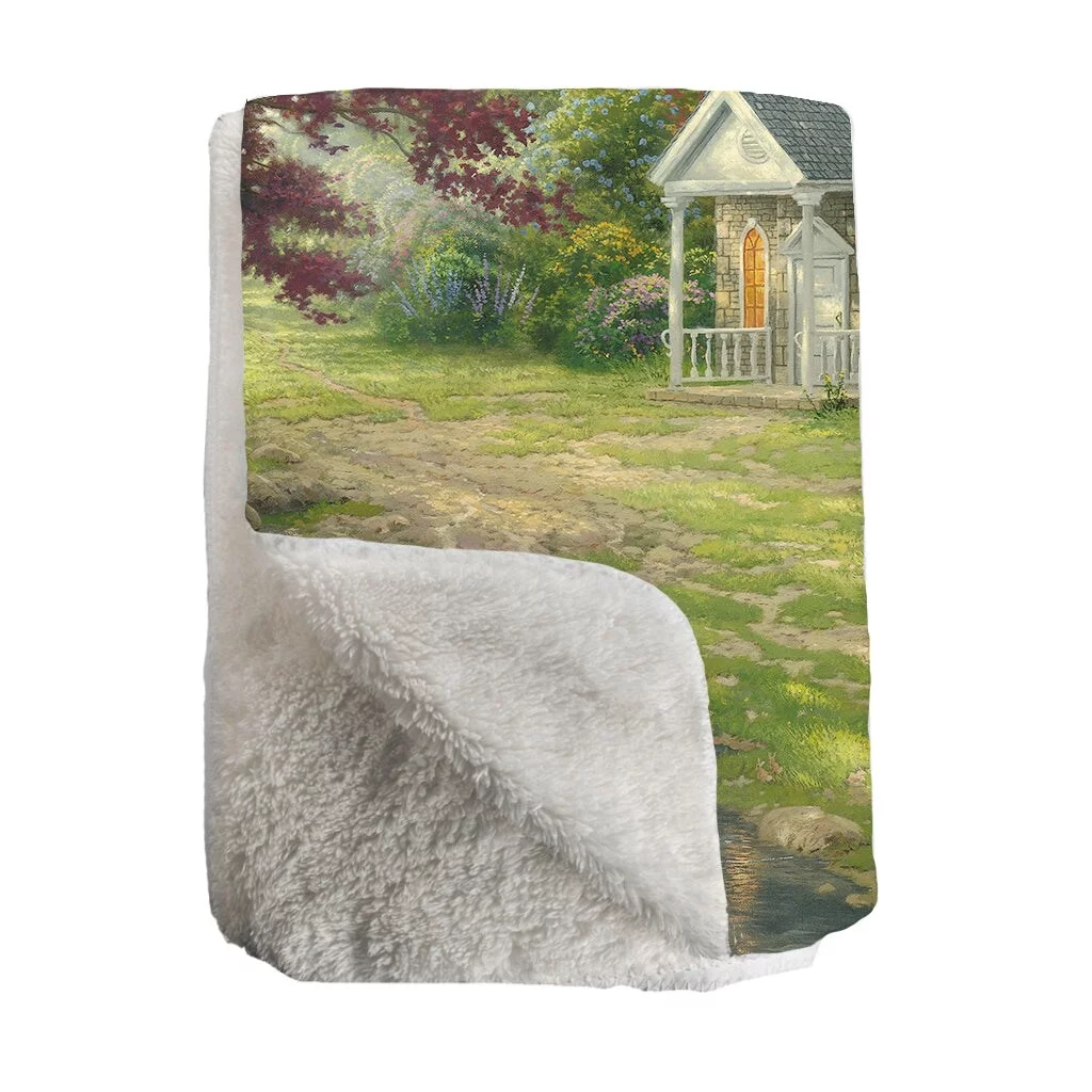 Laural Home LLC Thomas Kinkade Streams of Living Water Sherpa Throw Blanket By Laural Home