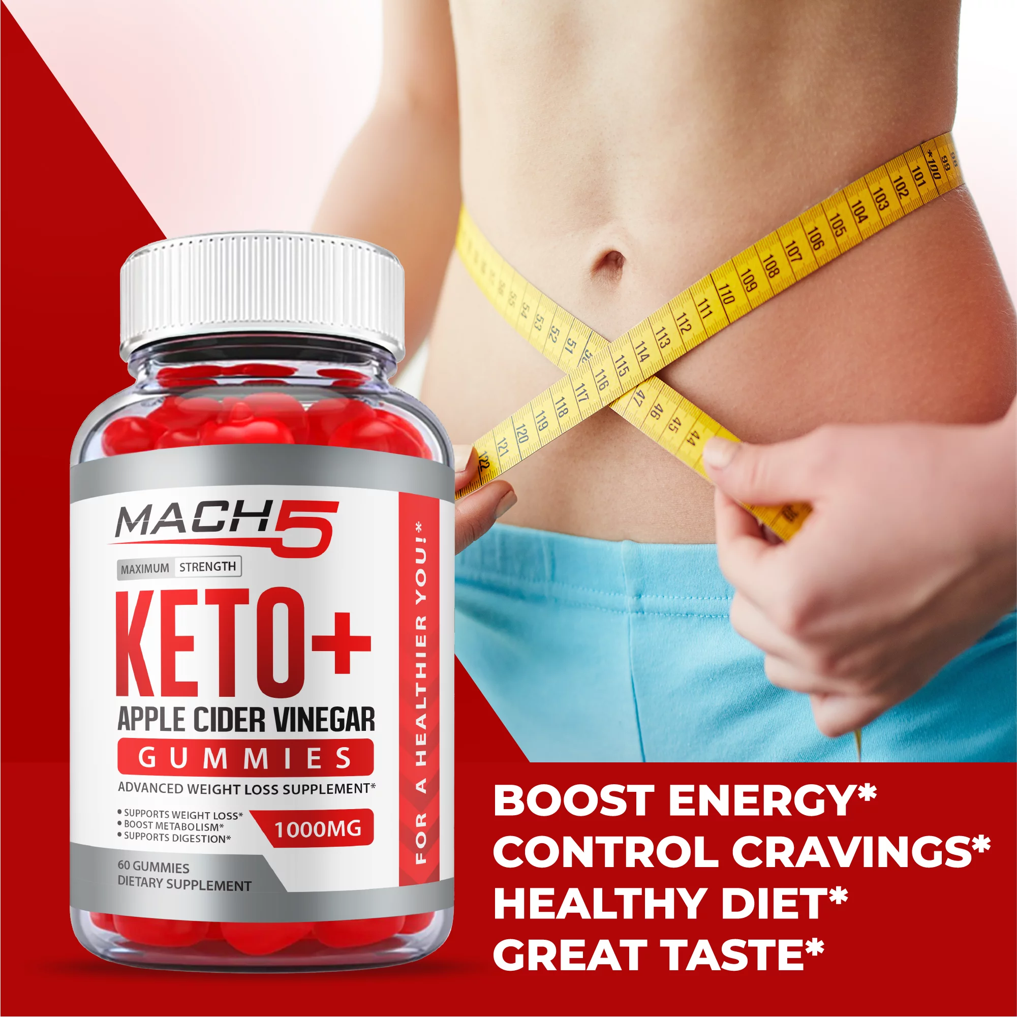 (2 Pack) Mach5 ACV Keto Gummies Apple Cider Vinegar Vegan 120 Gummies