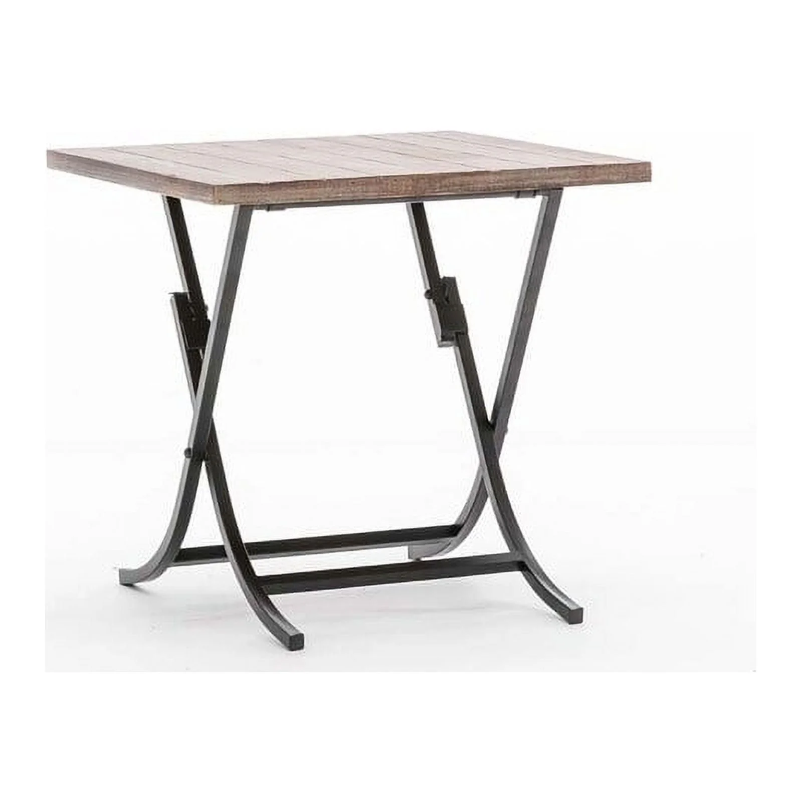 Miriam Folding Industrial Wood and Metal End Table