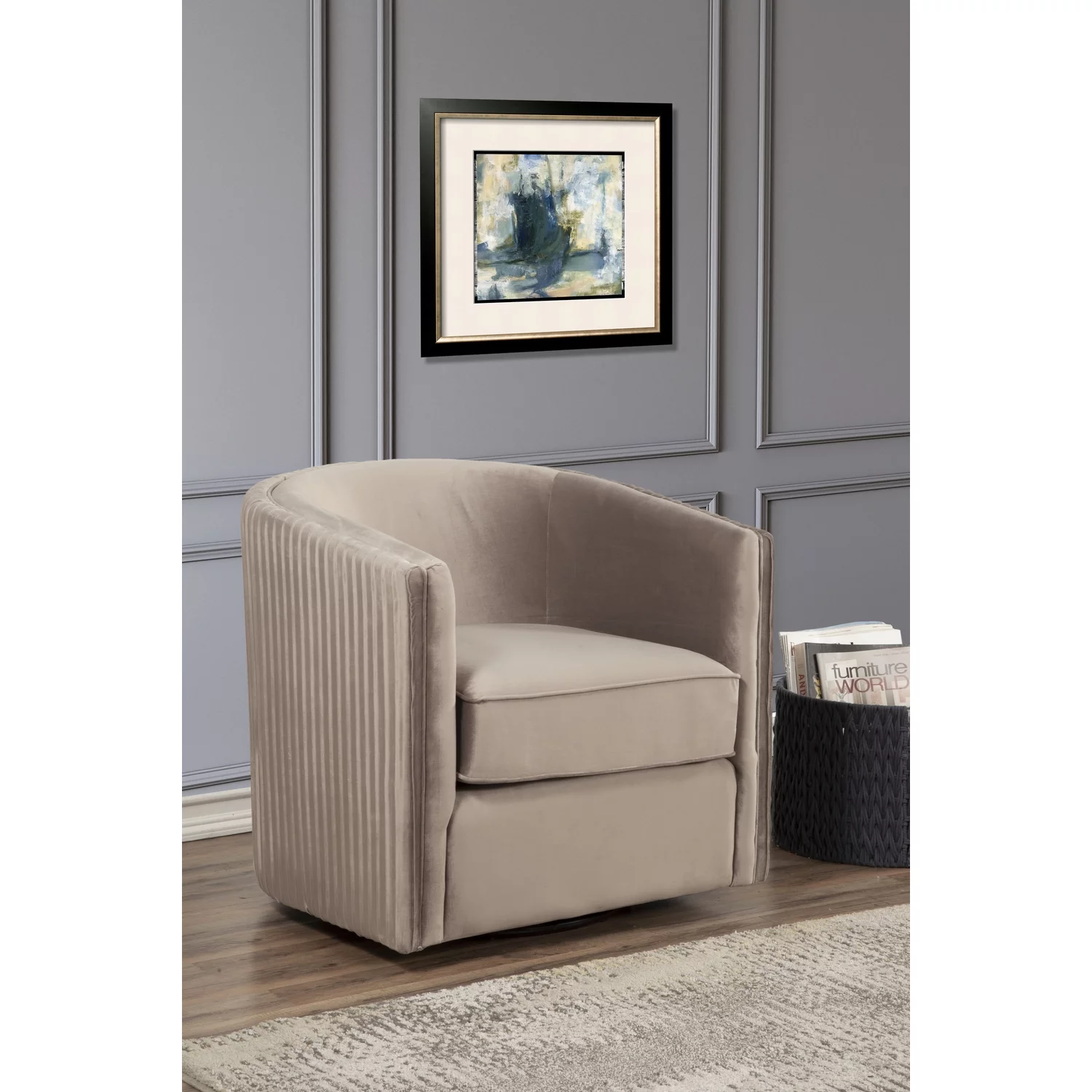 Alpine Furniture Home Furniture Maison Swivel Chair - Light Grey