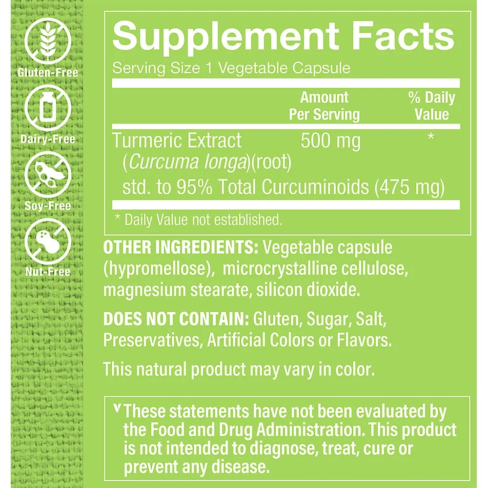 Turmeric with Curcumin 500mg, Supports Joint Mobility & Provides Antioxidant Benefits with 95% Curcuminoids (60 Veggie Capsules) by The Vitamin Shoppe
