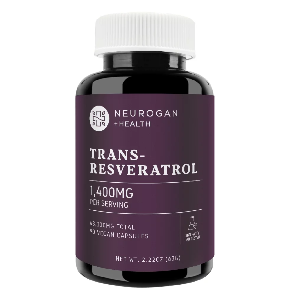 Neurogan Micronized Trans-Resveratrol Capsules, 63,000mg Total, 90ct Premium 700 MG Per Capsule - 45 Servings - Highly Purified, Optimized Bioavailability - Made in USA