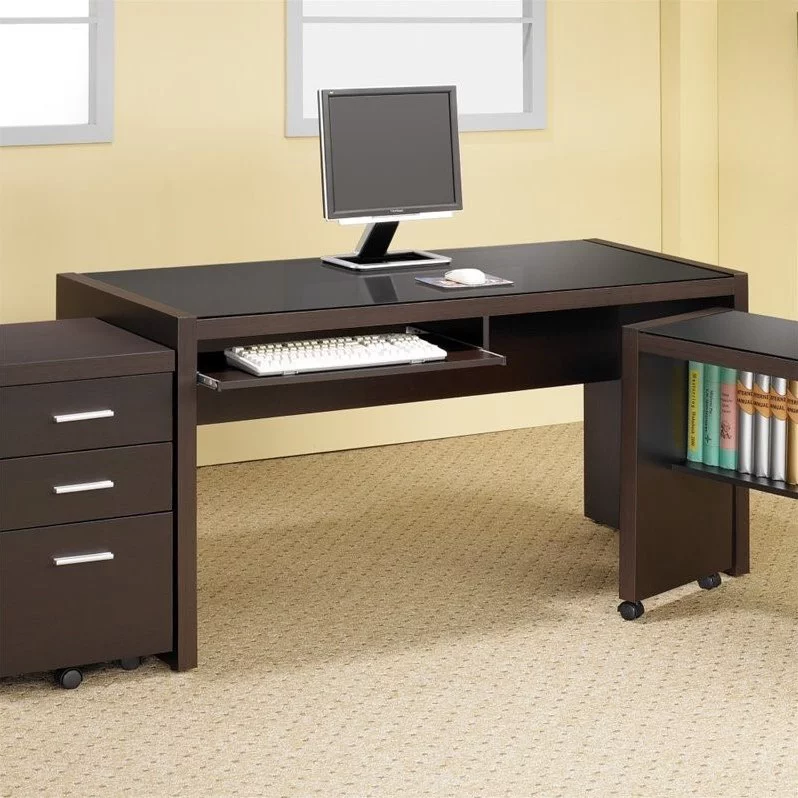 Home Square 3 Piece Set with Office Chair Computer Desk and Mobile File Cabinet
