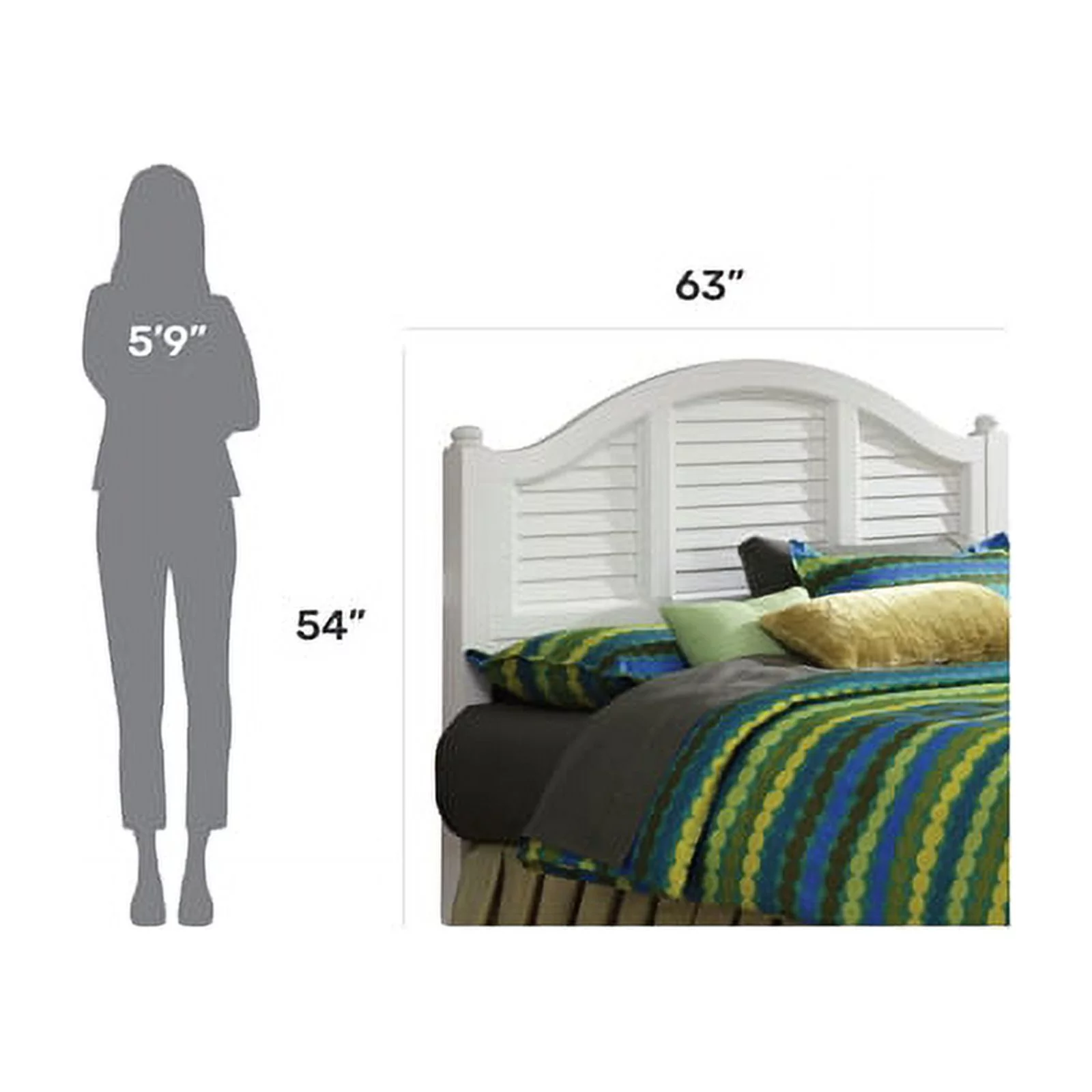 Homestyles Bermuda Wood Queen Headboard in Off White