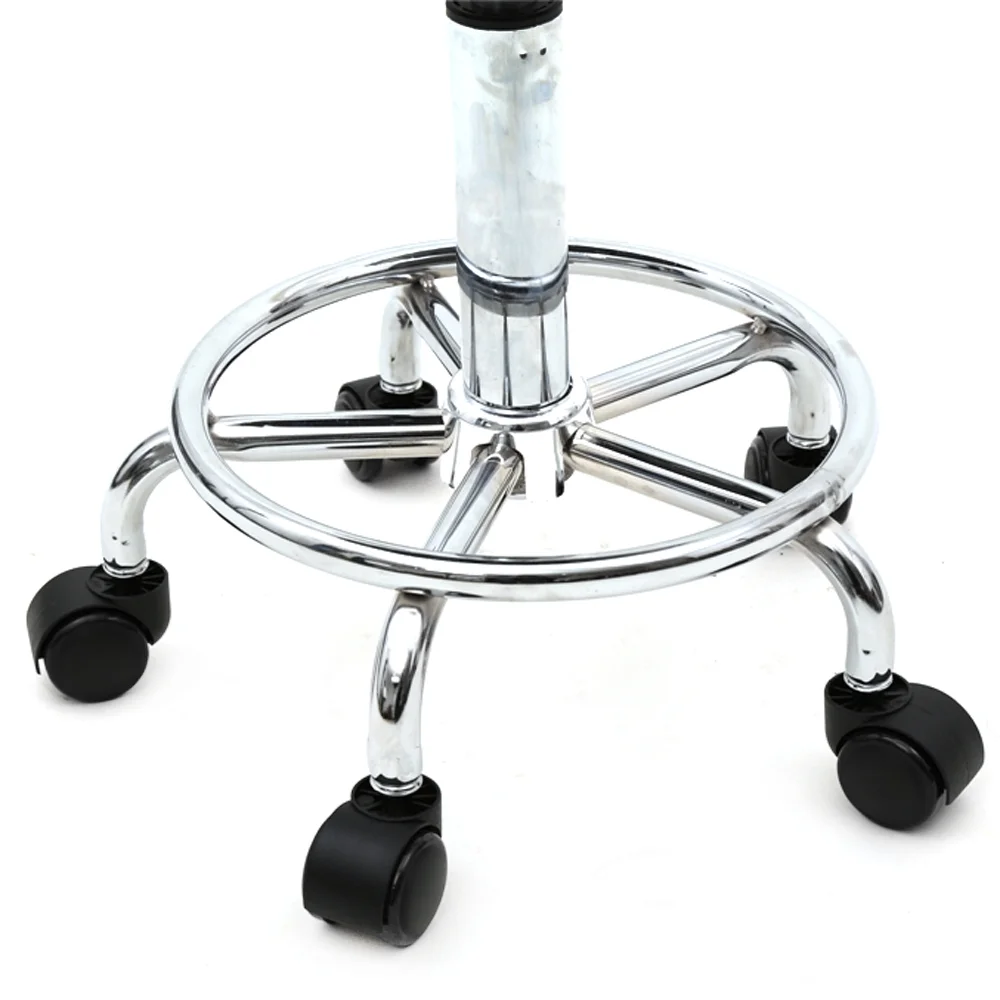 Tenozek 360 Swivel Bar Stool with Wheels Adjustable Armless Salon Stool Chairs with Back & PU Leather Seat White