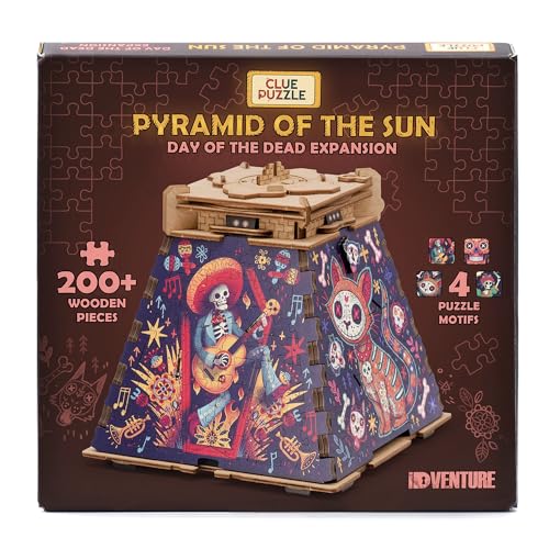 iDventure Cluepuzzle Pyramid of The Sun | Puzzle Box with Jigsaw Puzzle | Escape Room Game | Treasure Box | 3D Wooden Puzzle | Sequential Puzzles Puzzle Box Adults and 10+ | Money Gift Box