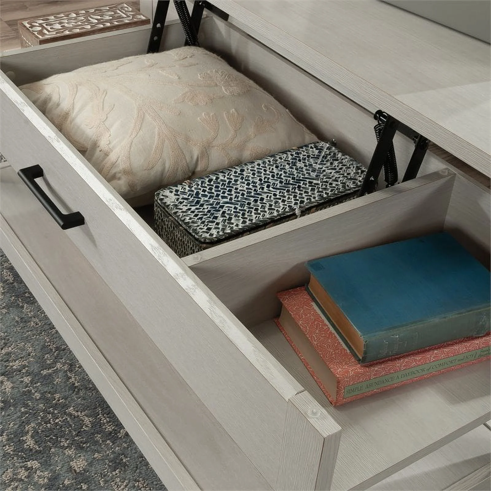 Pemberly Row Engineered Wood Lift-Top Coffee Table in Glacier Oak