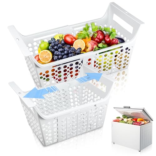 Tioncy 2 Pcs Adjustable Freezer Organizer Bins Deep Chest Baskets Expandable Freezer Storage Bins Adjustable From 16.3
