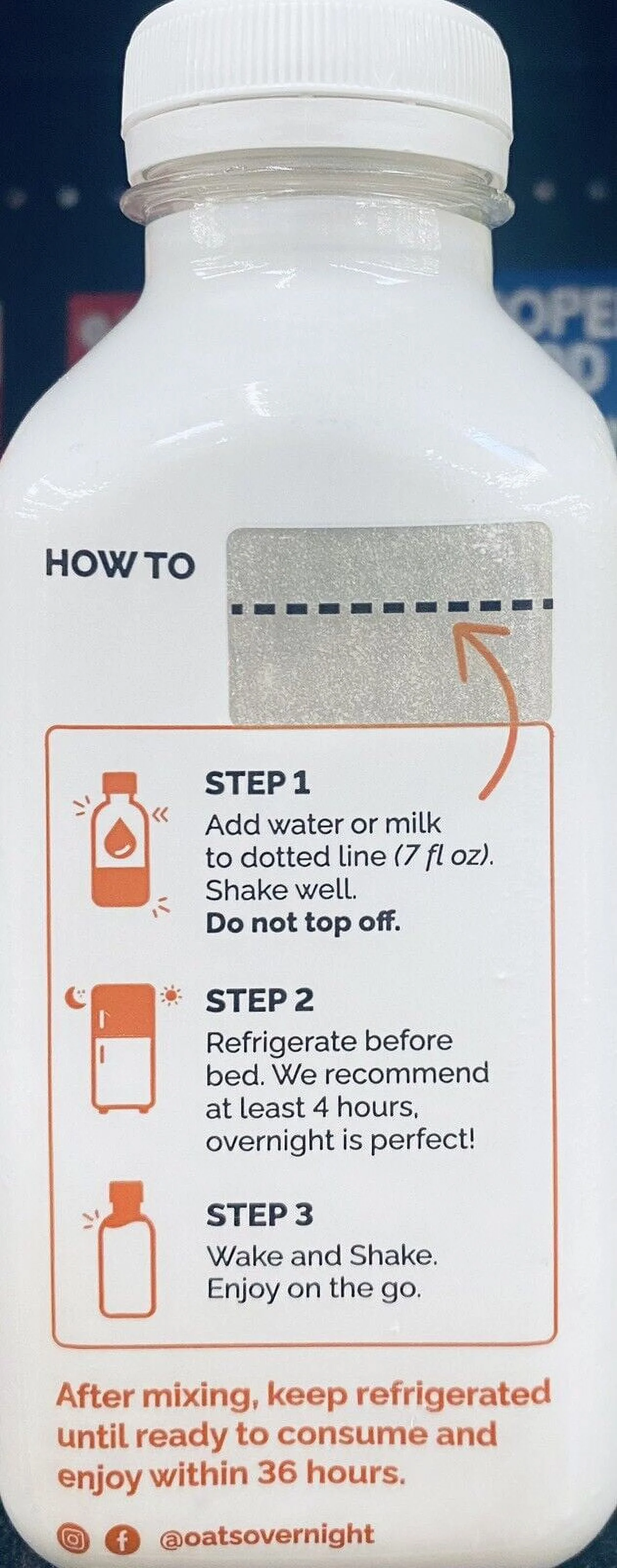 2x Oats Overnight - Cinnamon Roll Over night Oats Shake 2.1 oz 1 Bottle 2 PACK