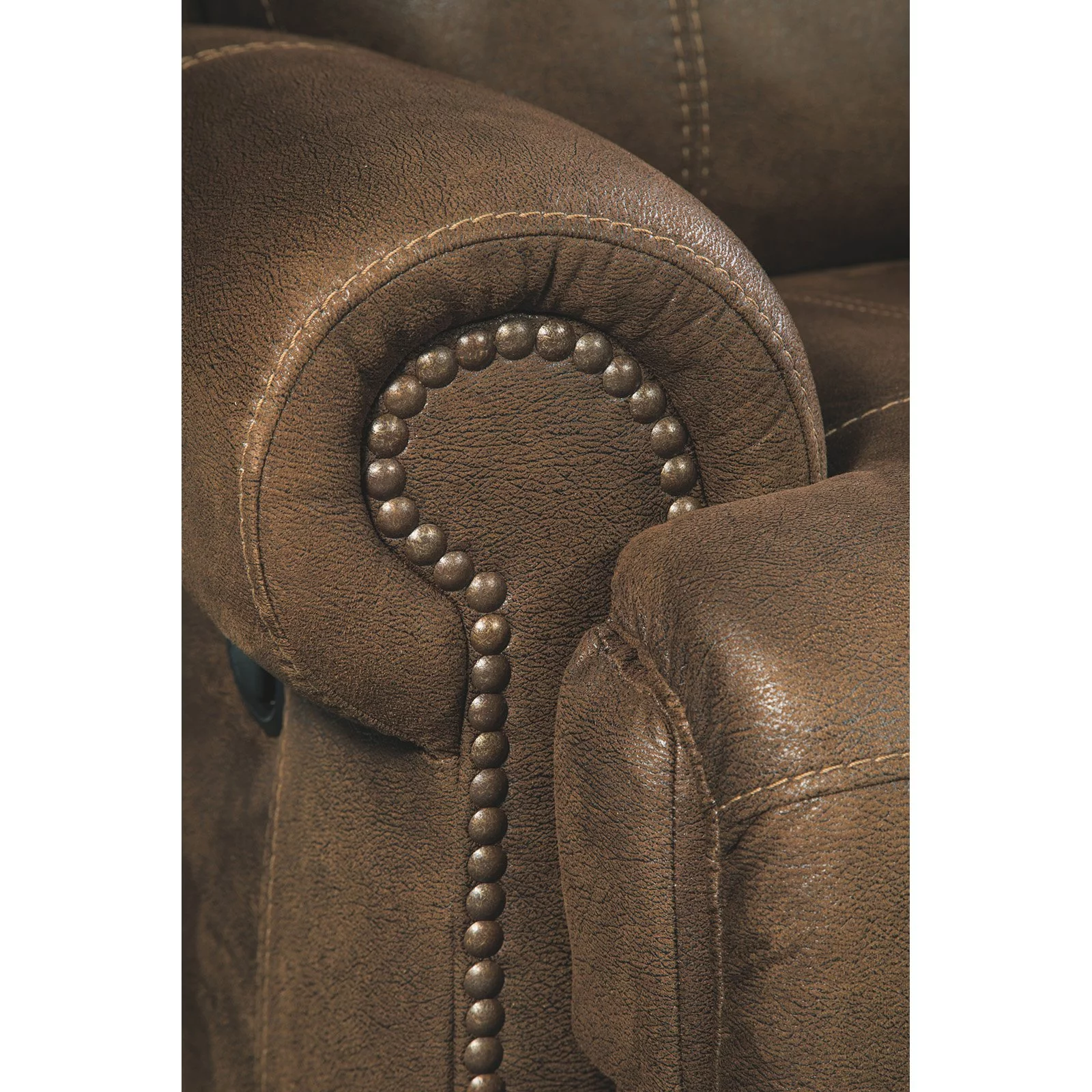 Ashley Furniture Austere Faux Leather Reclining Sofa in Gray