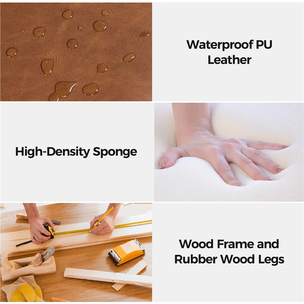 Smile Mart Modern Faux Leather Parsons Dining Chairs, Brown Set of 2