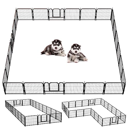 Dog Playpen,24/32/40 Inch Height in Heavy Duty,Folding Indoor Outdoor Dog Exercise Fence, Portable Pet Playpen with Door for Large Medium Dogs - Silver Gray (8 Panels, 32 inch)