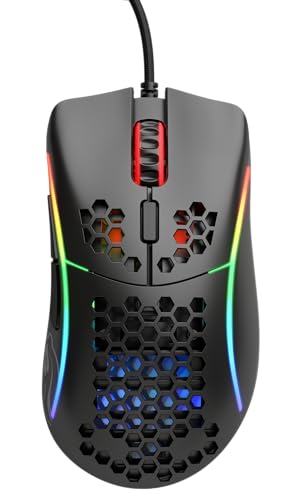 Glorious Model D Wired Gaming Mouse - 68g Superlight Honeycomb Design, RGB, Ergonomic, Pixart 3360 Sensor, Omron Switches, PTFE Feet, 6 Buttons - Matte White