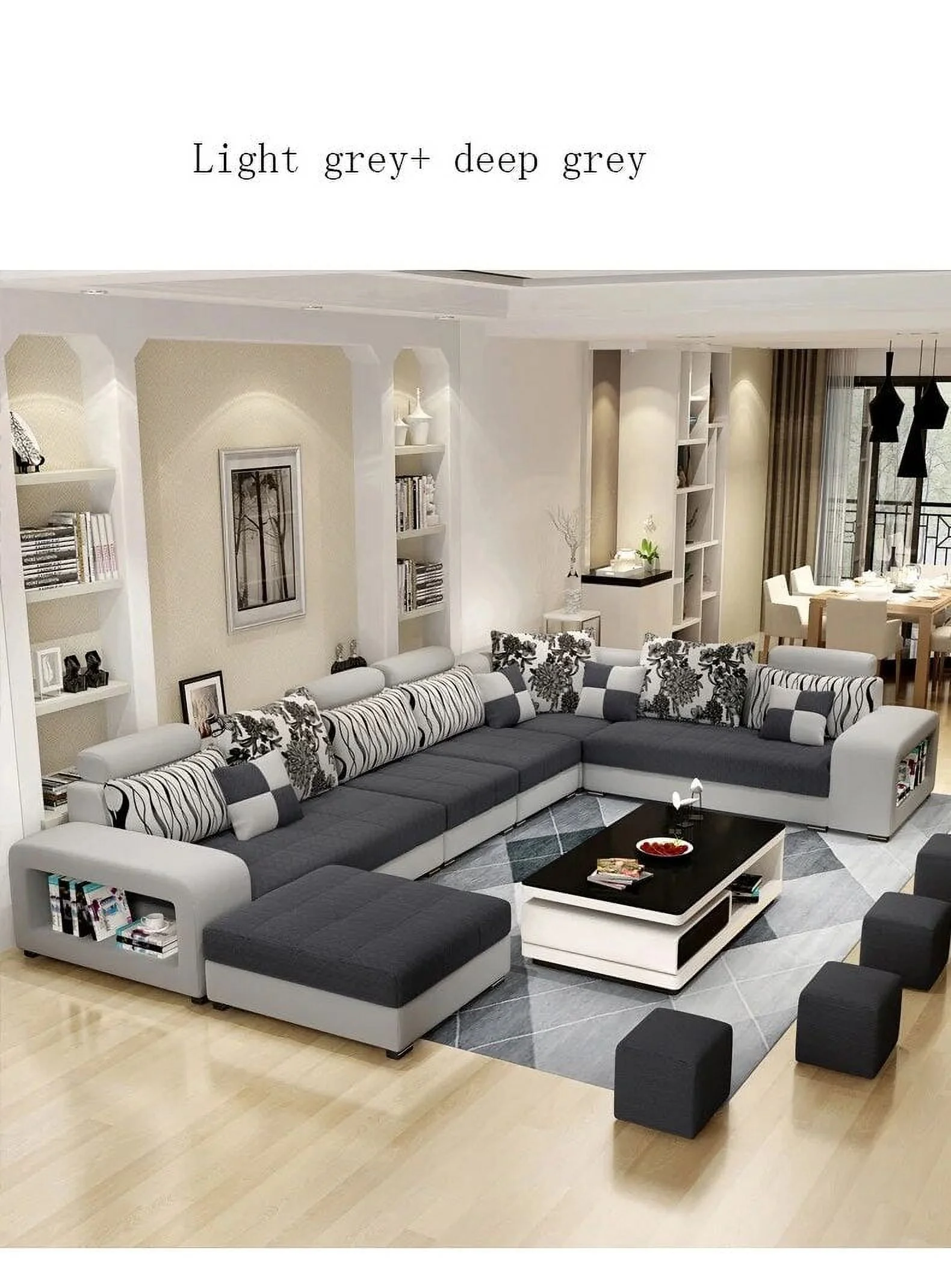 Living Room Furniture Modern Fabric Sofa European Sectional  Set 1909