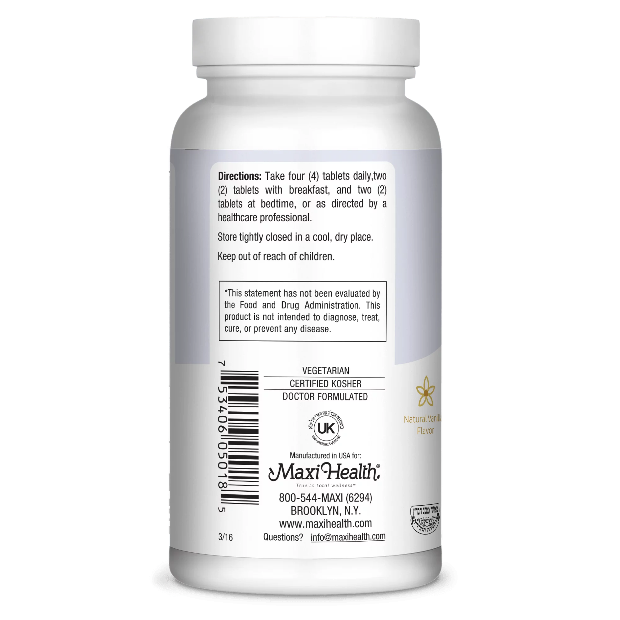 Maxi Health Chewable Calcium Complex Tablets, 180 Ct