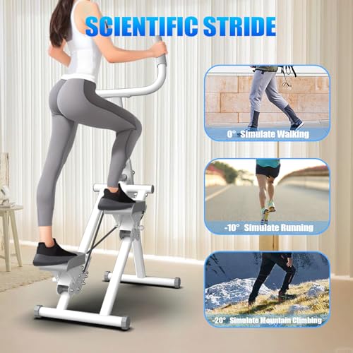 Steppers for Exercise at Home Stair Stepper with Handlebar Compact Foldable Cardio Exercise Climber with Extended Step Range & Adjustable Pedals 300LBS Loading Capacity