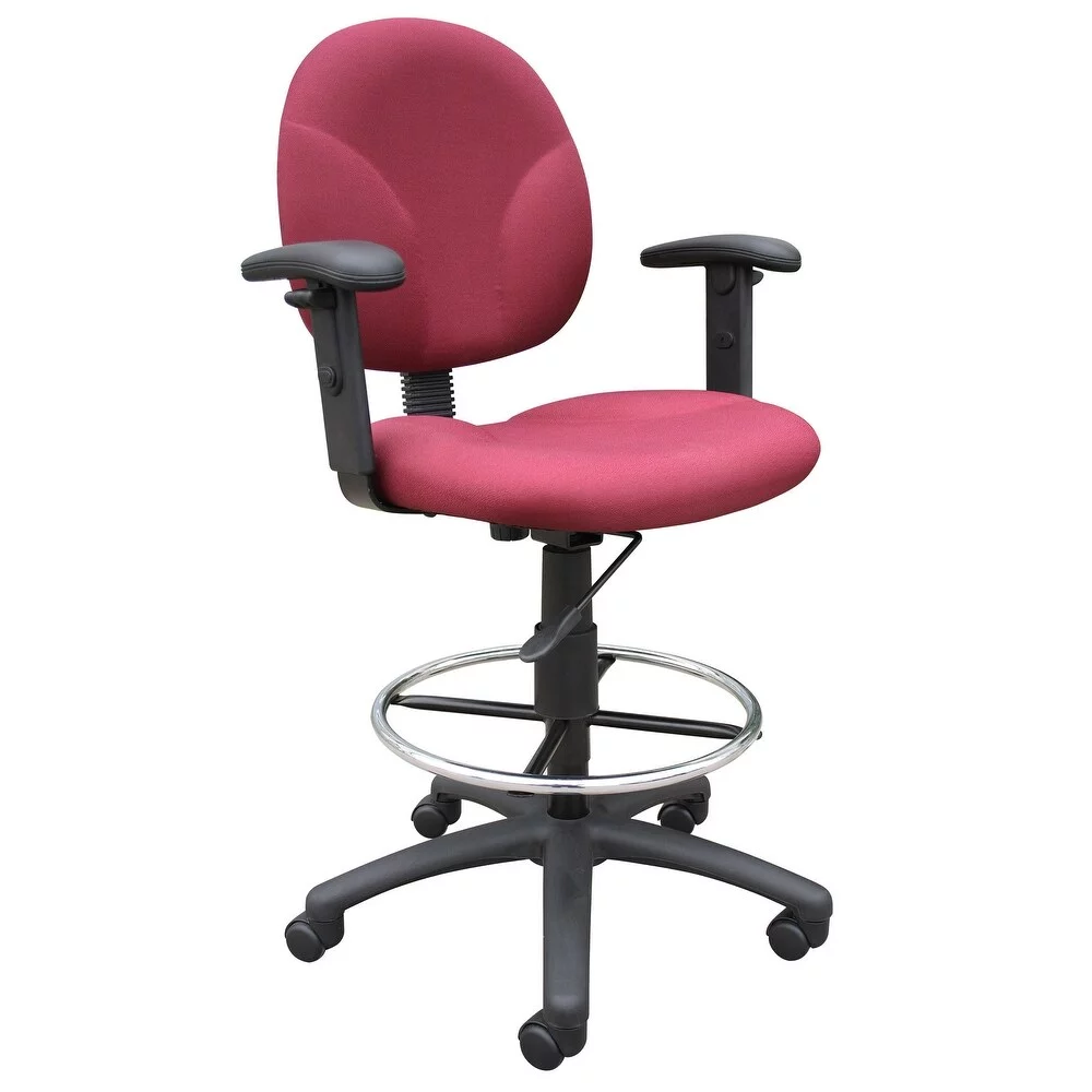 Boss Office & Home Transitional Drafting Stool with Adjustable Arms, Black