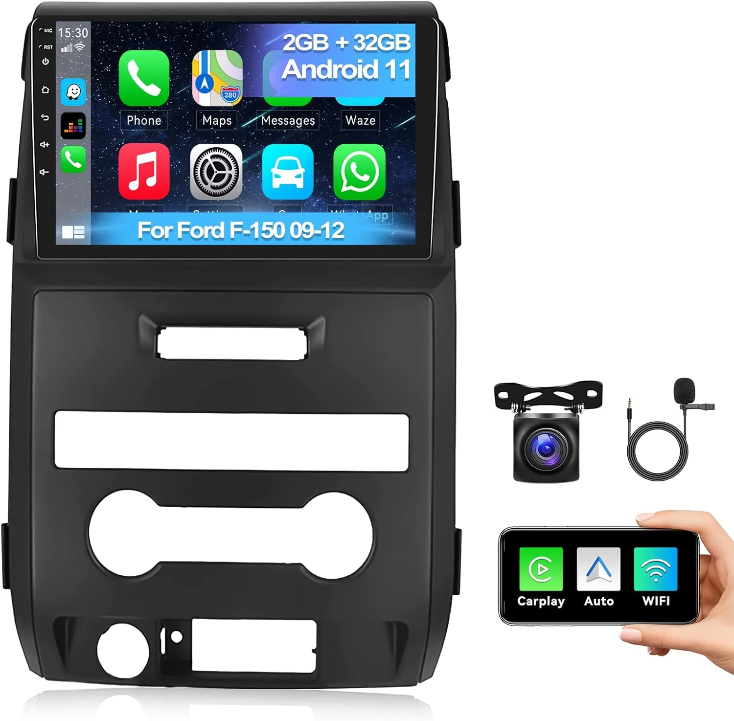 THONZER Android 13 Car Stereo Radio for Ford F150 F-150 2009 2010 2011 2012, 9 Inch Touchscreen Radio with Navi Bluetooth GPS WiFi FM/RDS+Backup Camera