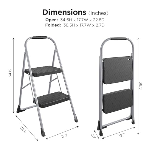 COSCO 2-Step Big Step, Steel Step Stool, Gray