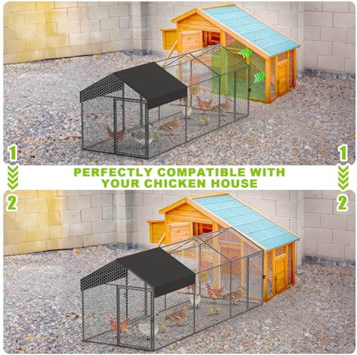 Large Metal Chicken Coop Chicken Run with Cover for 10-12 Chickens 120