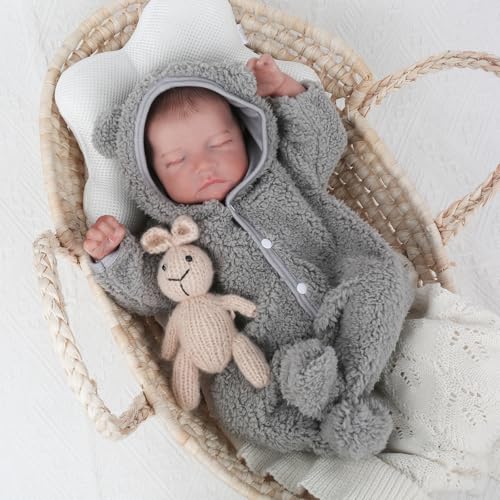 WOOROY Realistic Reborn Baby Dolls - 18 Inch Full Vinyl Body Lifelike Reborn Boy Doll Poseable Anatomically Correct Newborn Sleeping Baby Dolls Gift Toys with Accessories for Kids Age 3+