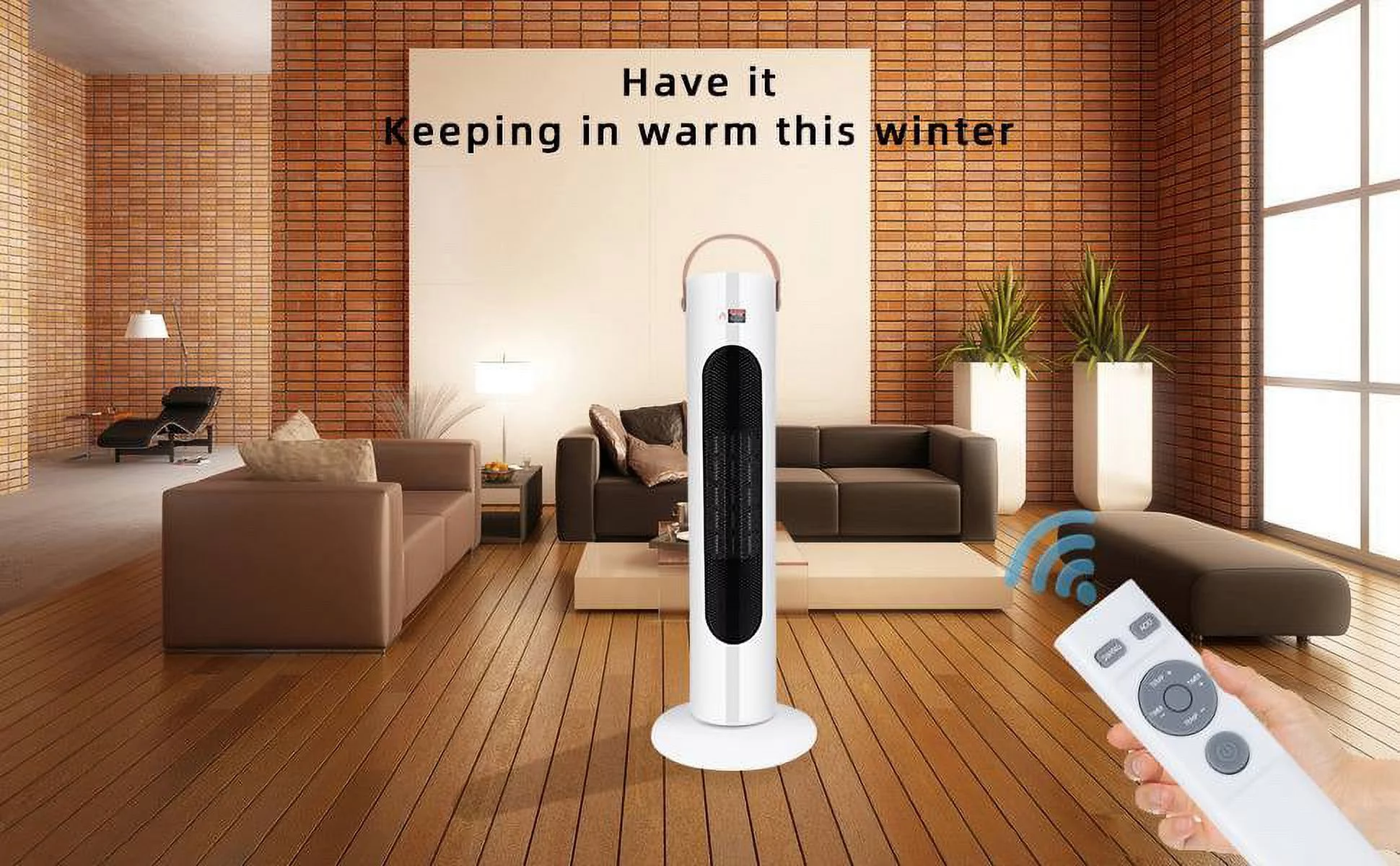 1500W Whole Room Tower Electric Space Heater w/ Remote 4 Heat Modes Setting