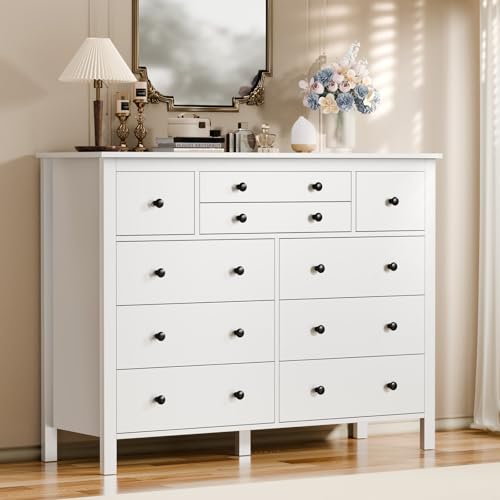 10 Drawer Large Black Dresser for Bedroom, 47.2