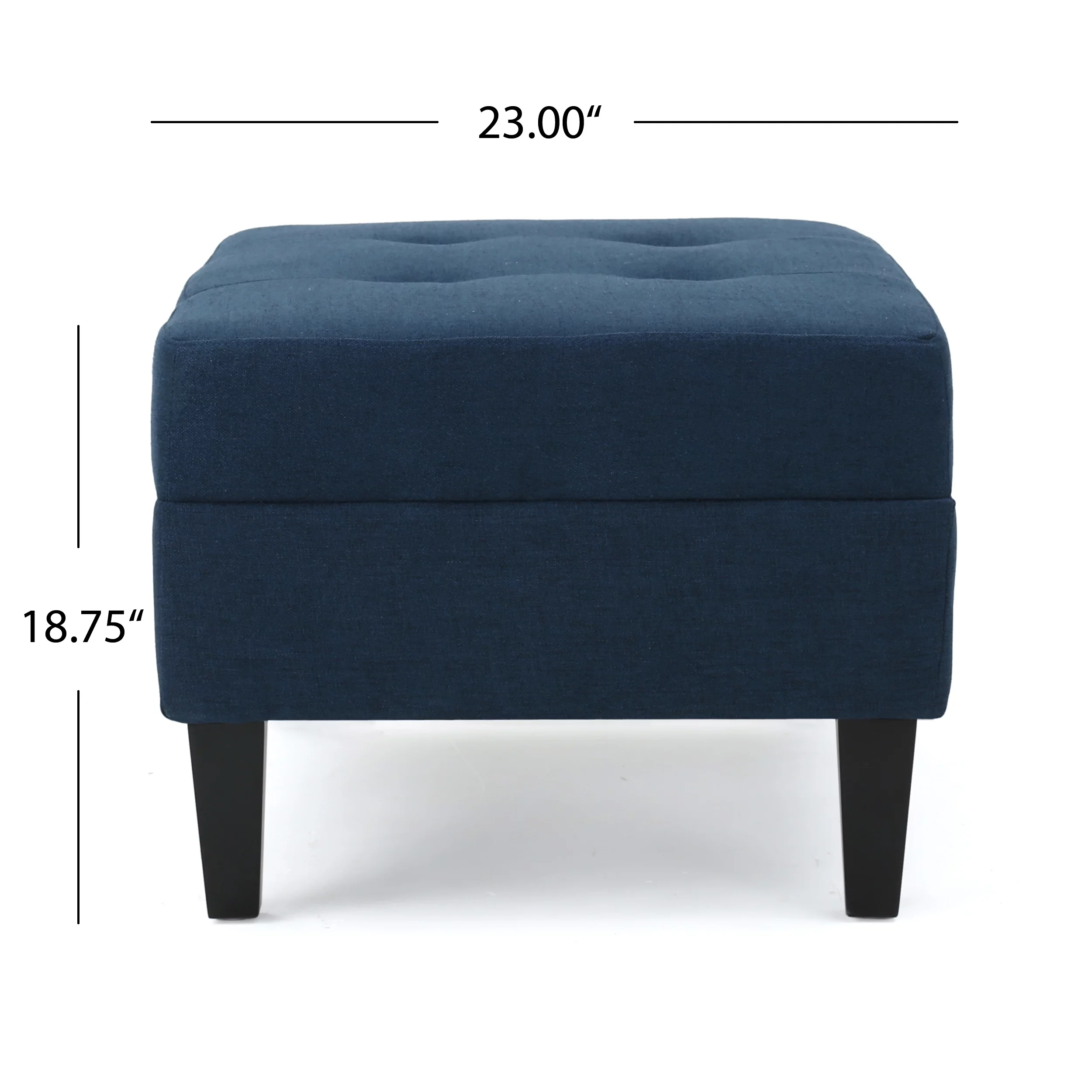 Noble House Rectangular Fabric Ottoman, Dark Blue