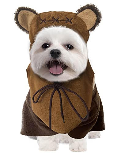 Bear Pet Costume Ears Hat Sweater Furry Clothes Cute Halloween Cosplay Costumes for Small Medium Large Dogs Cats (Small)