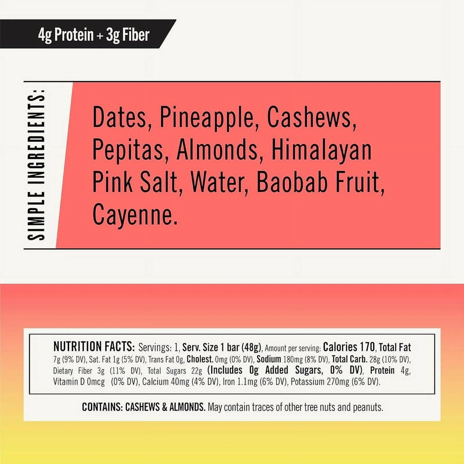 Thunderbird Real Food Energy Bars, Chili Pepita Pineapple, Plant Based Protein, 1.7 Ounce, Fruit & Nut Nutrition Bars - No Added Sugar, Grain and Gluten Free, Non-GMO, 12 Pack