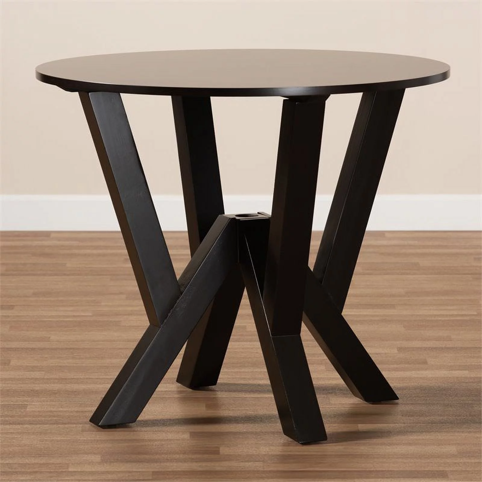 Bowery Hill Modern Dark Brown Finished 35-Inch-Wide Round Wood Dining Table