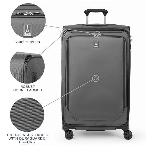Travelpro Crew Classic Lightweight Softside Expandable Checked Luggage, 8 Wheel Spinner Suitcase, TSA Lock, Men and Women, Checked Large 29-Inch, Patriot Blue