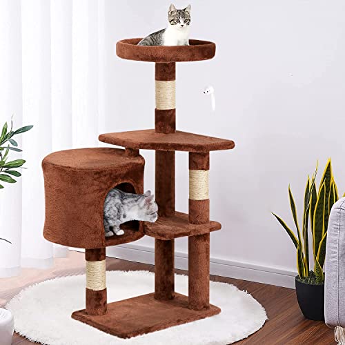 BestPet Cat Tree 36 inch Tall Scratching Toy Activity Centre Cat Tower Cat Condo Multi-Level Furniture Scratching Posts for Indoor Cats,Beige