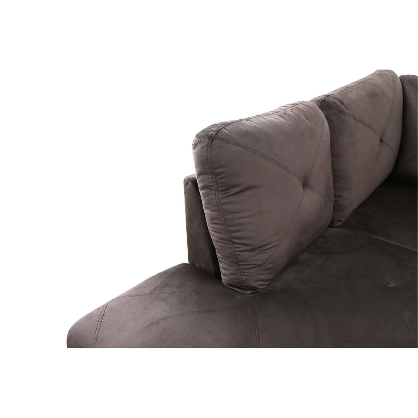 Pemberly Row L Shaped Chocolate Couch with Ottoman(Pillows Included) Microfiber