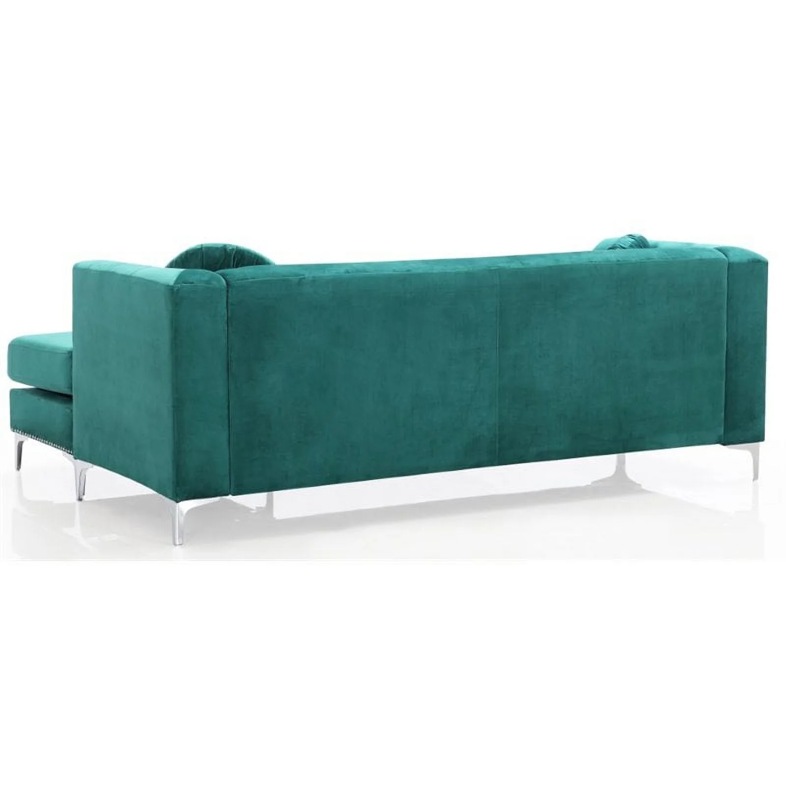 Home Square 2-Piece Set with Velvet Sofa Chaise and Loveseat in Green