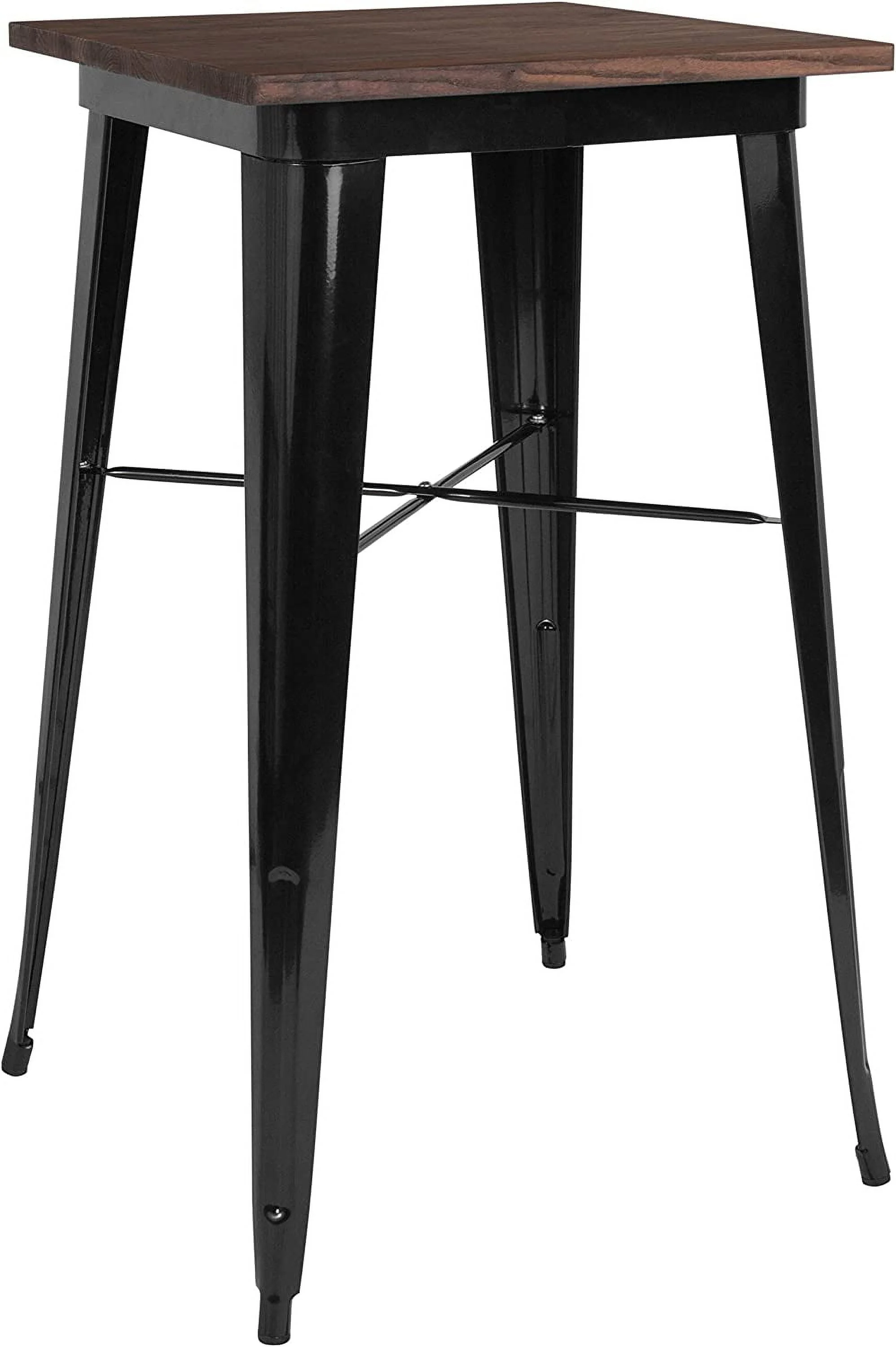 Square Black/Wood Metal Indoor Bar Height Table