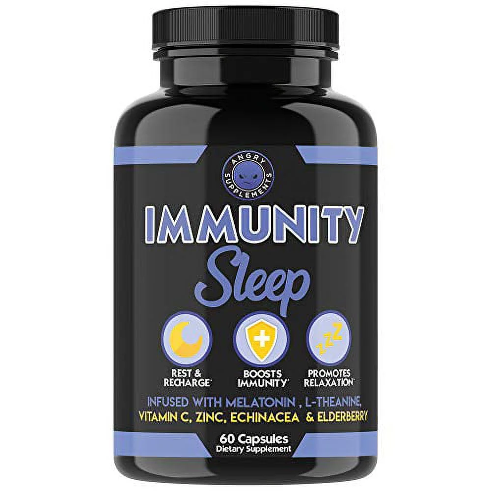 Immunity Sleep Capsules by Angry Supplements, Night-time Immune Boosting Restful
