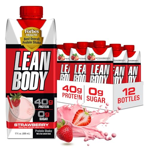 Labrada Lean Body Ready-to-Drink Strawberry Protein Shake, 40g Protein, Whey Blend, 0 Sugar, Gluten Free, 22 Vitamins & Minerals, 17 Ounce (Recyclable Carton & Lid - Pack of 12) LABRADA