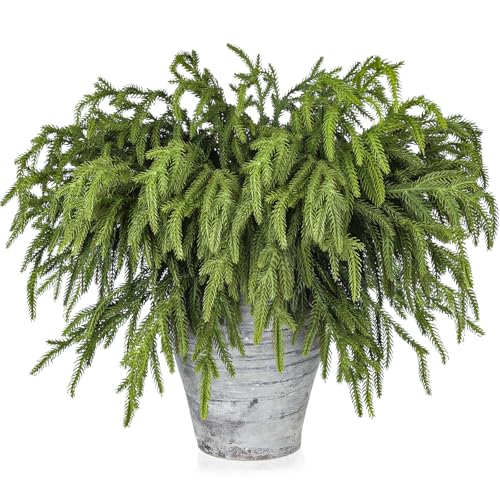 Artgar 12 Pcs Pine Branches - 18 Inch Artificial Green Pine Stem - Real Touch Christmas Greenery Pines Branches for DIY Flower Arrangement Home Indoor Christmas Decor