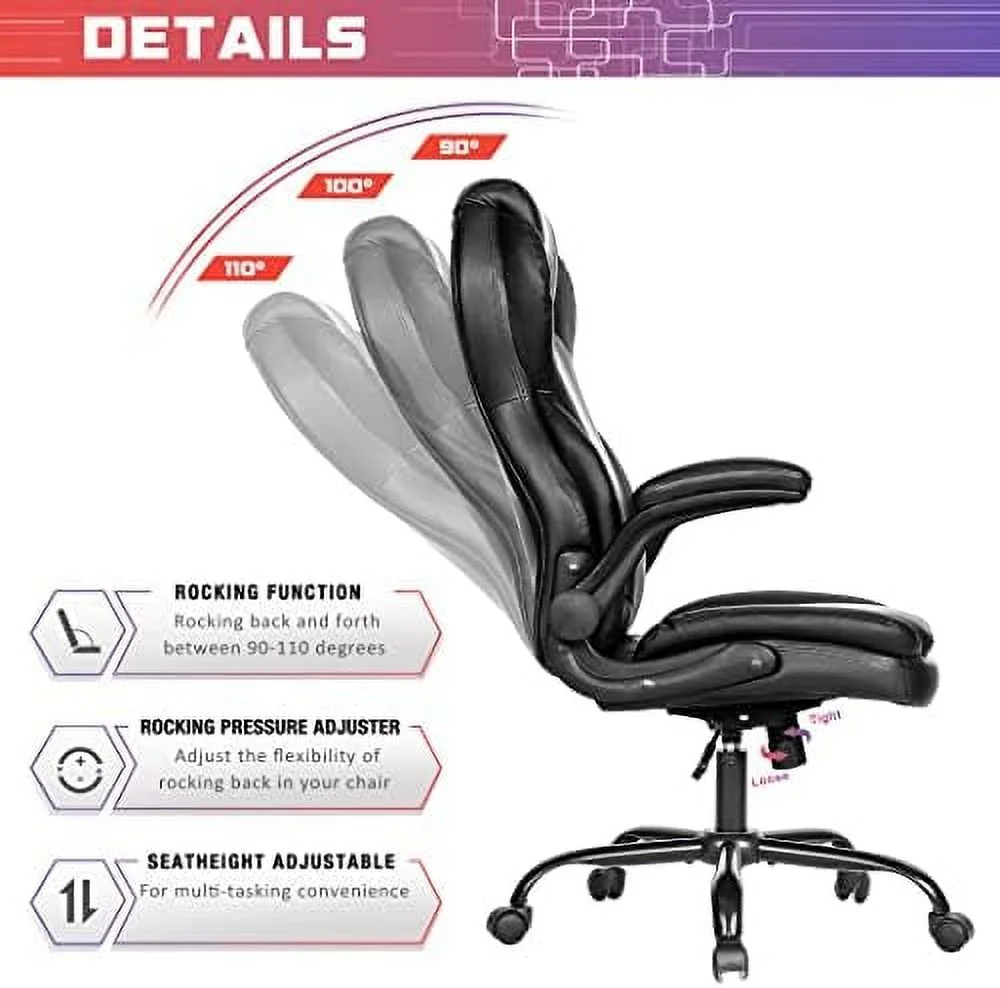 Big and Tall Fabric Office Chair 400lbs-Heavy Duty Executive Desk Chair with Extra Wide Seat  High Back JOMA Leather Computer Chair with Tilt Rock&Tension  Padded Armrests-Black