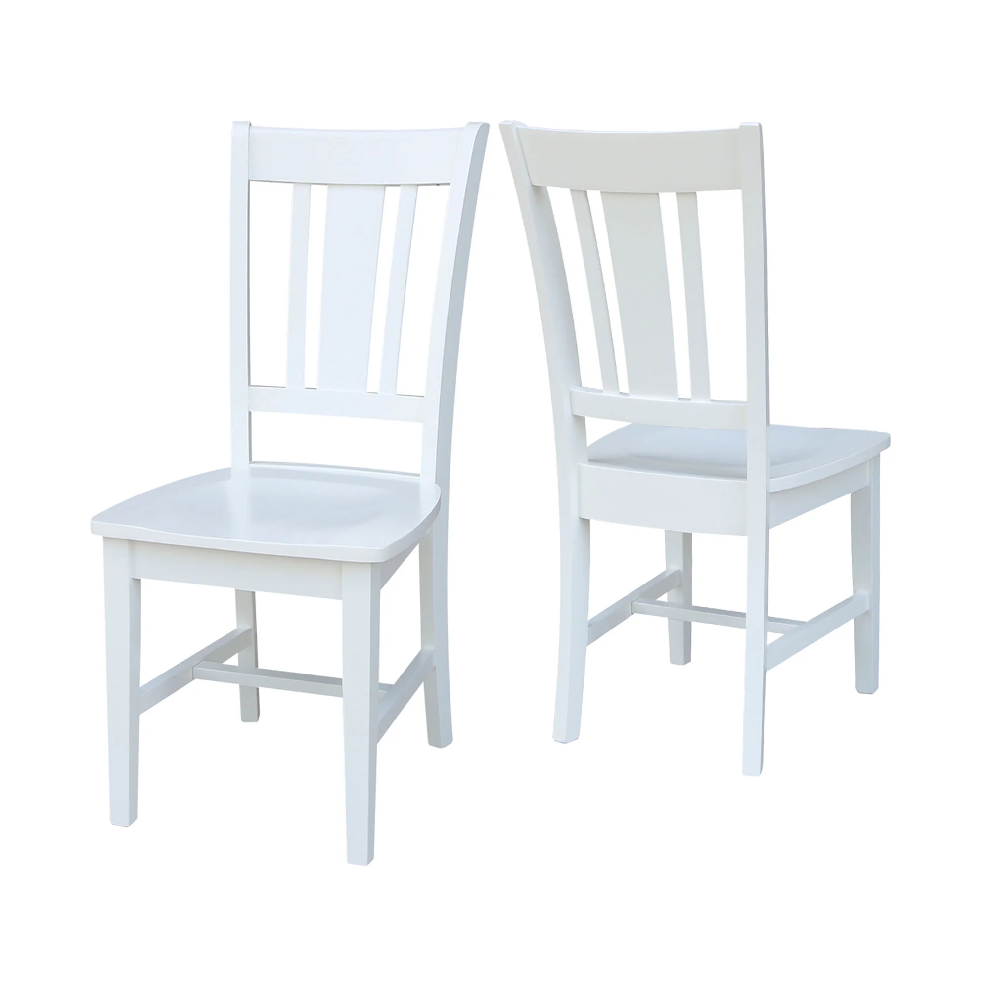 Set of Two San Remo Solid Wood Splatback Chairs in White